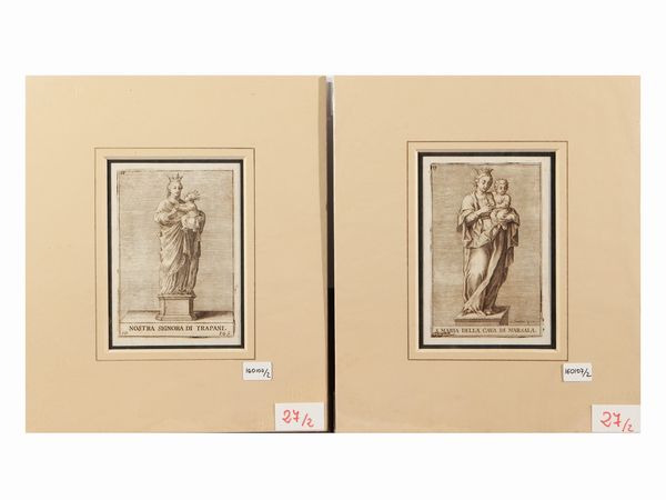 Ottavio Gaetano : Nostra Signora di Trapani - S. Maria della Cava di Marsala  - Asta La Sicilia in una collezione di stampe - Associazione Nazionale - Case d'Asta italiane