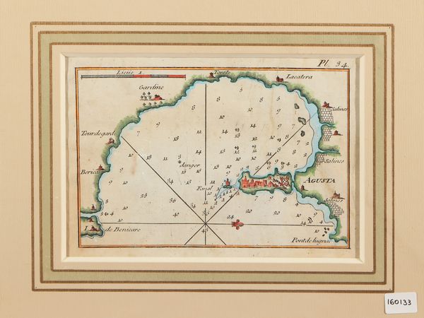 Joseph Roux : Mappa della baia di Augusta, Sicilia  - Asta La Sicilia in una collezione di stampe - Associazione Nazionale - Case d'Asta italiane