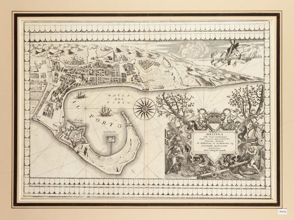 Vincenzo Maria Coronelli : Messina Colle Nuove Fortificazioni Doppo l'Anno 1677  - Asta La Sicilia in una collezione di stampe - Associazione Nazionale - Case d'Asta italiane