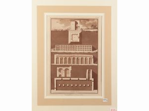 Jean-Pierre Louis Laurent Houel - Tombeau divers et Reserve d'Eau - Plan et Elevement geomtrale du Ginnase