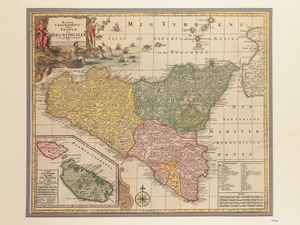 TOBIAS CONRAD LOTTER - Mappa Geographica totius Insulae et Regni Sicilia