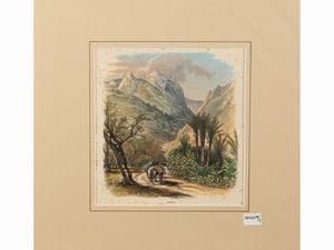 Eruzione dell'Etna - Veduta di Santa Maria a Randazzo - Limino  - Asta La Sicilia in una collezione di stampe - Associazione Nazionale - Case d'Asta italiane