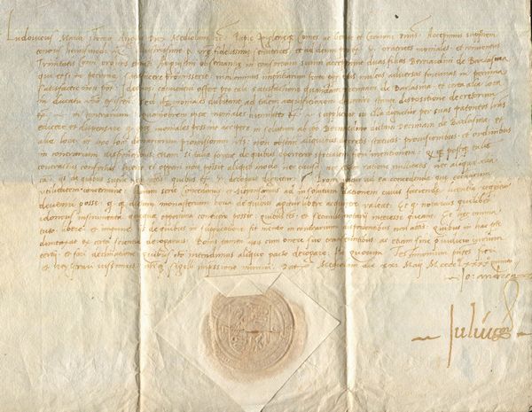 1495, Ducato di Milano, documento di un lascito a favore di due sorelle, dato in �Mediolani die XXI May MCCCCLXXXXquinto� alla fine del testo, mentre all�inizio �Ludovicus Maria Sfortia dux Mediolani�, senza firma di Ludovico il Moro ma dei suoi cancellieri.  - Asta Filatelia e Storia Postale - Associazione Nazionale - Case d'Asta italiane