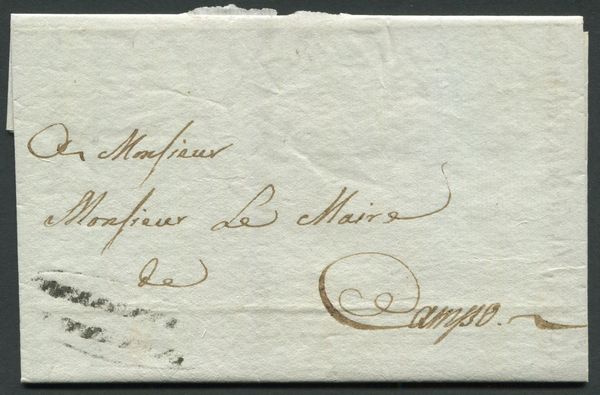 1812, Lettera da Portoferraio (Isola dElba) a Campo (Corsica)  - Asta Filatelia e Storia Postale - Associazione Nazionale - Case d'Asta italiane