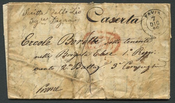 1860, Lettera dalla Guerra dItalia, Lettera da Pavia a Caserta  - Asta Filatelia e Storia Postale - Associazione Nazionale - Case d'Asta italiane