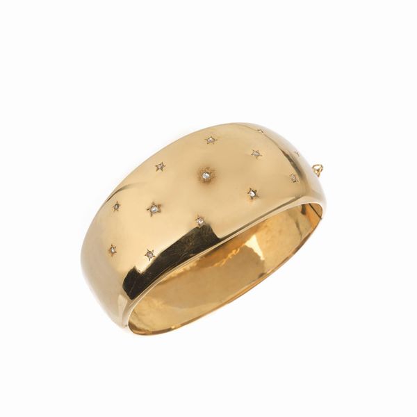 BRACCIALE AD AMPIA FASCIA CON DIAMANTI  - Asta Gioielli - Associazione Nazionale - Case d'Asta italiane