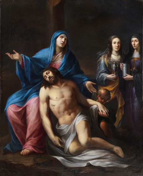 Scuola dell'Italia centrale, metà del secolo XVIII : Piet� con due sante  - Asta Dipinti e Disegni Antichi - Associazione Nazionale - Case d'Asta italiane