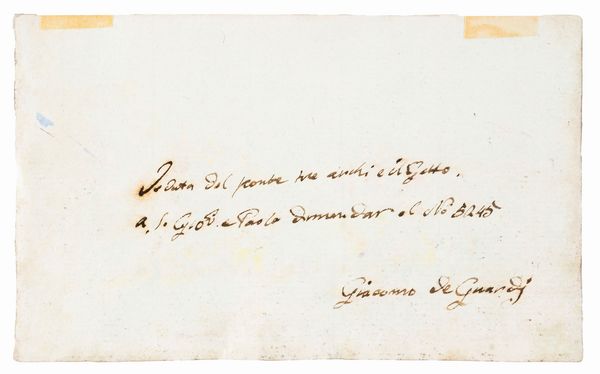 Giacomo Guardi : Venezia, Ponte dei Tre Archi  - Asta Dipinti e Disegni Antichi - Associazione Nazionale - Case d'Asta italiane