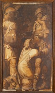 Da Pellegrino Tibaldi, secolo XVII : La famiglia di Dario davanti ad Alessandro Magno  - Asta Dipinti e Disegni Antichi - Associazione Nazionale - Case d'Asta italiane