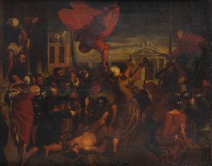 PITTORE ANONIMO - Scena biblica XVII secolo