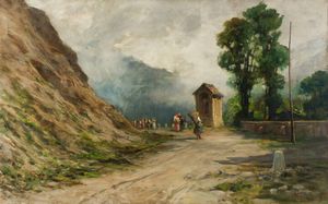 CARLO FOLLINI Domodossola (NO) 1848 - 1938 Pegli (GE) - Strada per Oropa