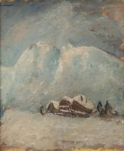 CESARE MAGGI Roma 1881 - 1961 Torino - Paesaggio alpino d'inverno anni '50