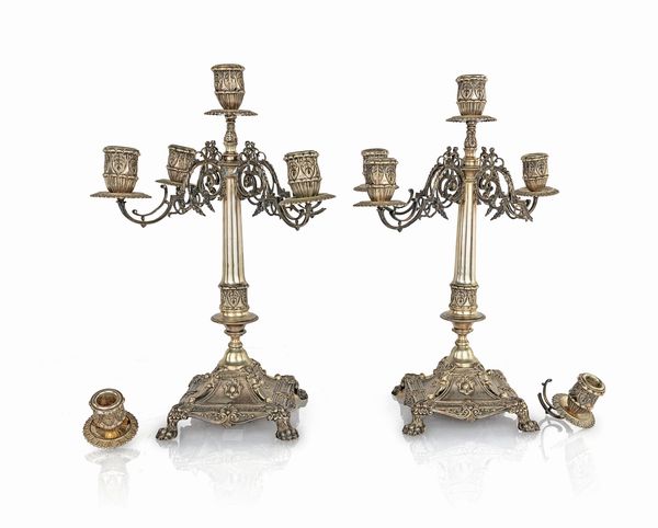 Coppia di candelabri a cinque luci  - Asta Argenti Antichi e da Collezione - Associazione Nazionale - Case d'Asta italiane
