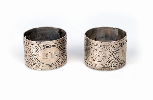 Coppia di anelli porta tovagliolo in argento, Birmingham 1936  - Asta Argenti Antichi e da Collezione - Associazione Nazionale - Case d'Asta italiane