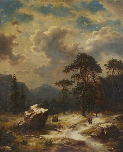 SCHEINS LUDWIG (1808 - 1879) : Paesaggio montano con personaggi  - Asta Asta 460 | ARTE ANTICA E DEL XIX SECOLO - Da una dimora veneta e altre committenze Tradizionale - Associazione Nazionale - Case d'Asta italiane