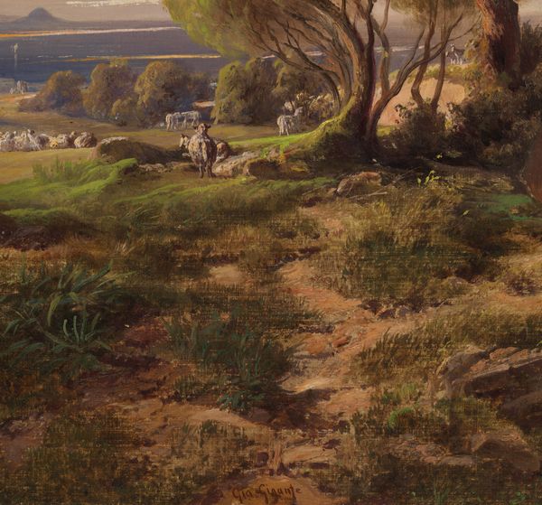 GIGANTE GIACINTO (1806 - 1876) : Attribuito a. Paesaggio con pastore e gregge nei pressi di una citt� costiera  - Asta Asta 460 | ARTE ANTICA E DEL XIX SECOLO - Da una dimora veneta e altre committenze Tradizionale - Associazione Nazionale - Case d'Asta italiane
