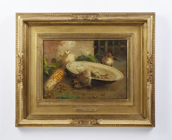 SEGANTINI  GIOVANNI (1858 - 1899) : Pulcini in una stalla  - Asta Asta 460 | ARTE ANTICA E DEL XIX SECOLO - Da una dimora veneta e altre committenze Tradizionale - Associazione Nazionale - Case d'Asta italiane