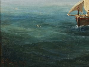 GIANNI GIROLAMO (1837 - 1895) : Veduta di Napoli dal golfo, la collina del Vomero sullo sfondo  - Asta Asta 460 | ARTE ANTICA E DEL XIX SECOLO - Da una dimora veneta e altre committenze Tradizionale - Associazione Nazionale - Case d'Asta italiane