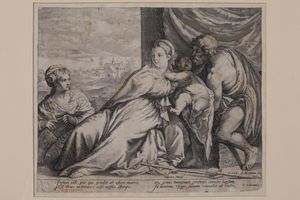 Matham Jacob (1594); Incisa da un soggetto di Tiziano Vecellio Madonna con Bambino e Santi  - Asta Fabio Fazio, arredi e ricordi di una casa di campagna - Associazione Nazionale - Case d'Asta italiane