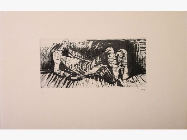 Henry Moore : Reclining Figure III 1970-2  - Asta Grafica contemporanea: La Collezione di Leonardo Vasile - Associazione Nazionale - Case d'Asta italiane