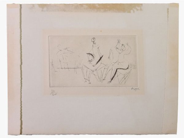Henry Moore : Two Seated Figures 1951  - Asta Grafica contemporanea: La Collezione di Leonardo Vasile - Associazione Nazionale - Case d'Asta italiane