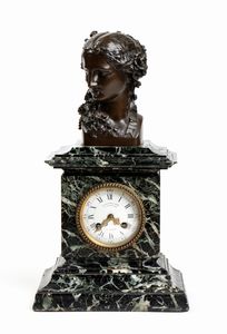 Victor Paillard - Orologio da appoggio francese  in bronzo e marmo