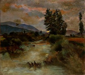 AUGUSTO BOMPIANI - Paesaggio fluviale