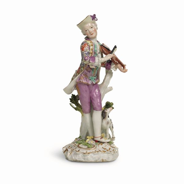 Figurina di violinista<BR>Meissen, 1760 circa  - Asta Maioliche e Porcellane da Collezione - Associazione Nazionale - Case d'Asta italiane