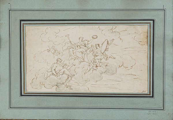 Francesco Solimena, Attribuito a : Allegoria della Vittoria  - Asta Disegni Antichi - Associazione Nazionale - Case d'Asta italiane