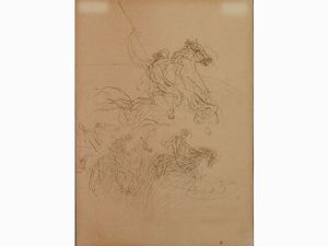 Plinio Nomellini - Studio di cavalieri a cavallo