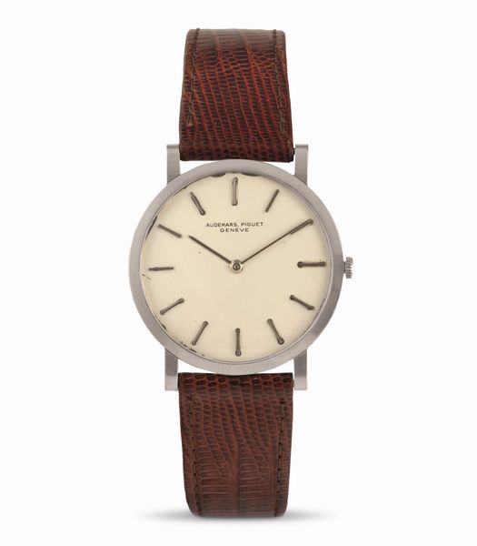 AUDEMARS PIGUET : Extrapiatto in oro bianco 18k carica manuale, quadrante Argent� con indici applicati  - Asta Orologi da Polso - Associazione Nazionale - Case d'Asta italiane