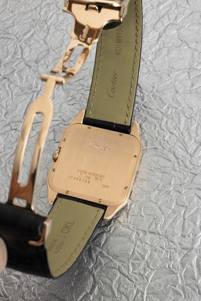 CARTIER : Santos Dumont ref 2650 in oro rosa 18k piatto quadrante Argent� numeri Romani  - Asta Orologi da Polso - Associazione Nazionale - Case d'Asta italiane
