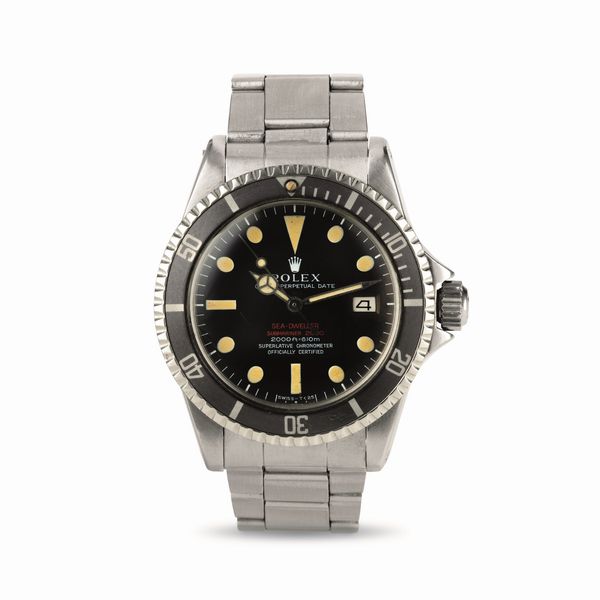 ROLEX : Raro e sportivo Sea-Dweller ref 1665 'Doppia scritta rossa' quadrante Mark II leggermente virato, cassa in acciaio con valvola di scappamento dell�Elio  - Asta Orologi da Polso - Associazione Nazionale - Case d'Asta italiane