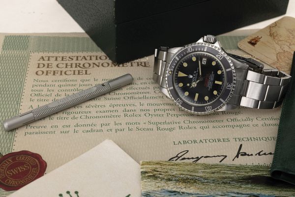 ROLEX : Raro e sportivo Sea-Dweller ref 1665 'Doppia scritta rossa' quadrante Mark II leggermente virato, cassa in acciaio con valvola di scappamento dell�Elio  - Asta Orologi da Polso - Associazione Nazionale - Case d'Asta italiane