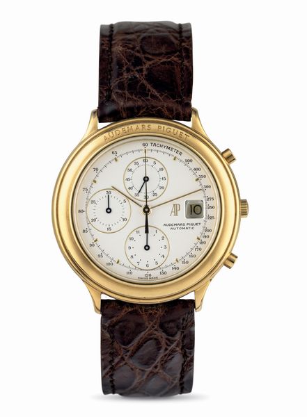 AUDEMARS PIGUET : Huitieme Chrono in oro giallo 18k, quadrante Argent� con datario a ore tre, movimento automatico con deployante originale  - Asta Orologi da Polso - Associazione Nazionale - Case d'Asta italiane