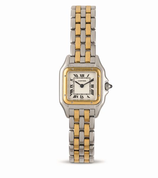 CARTIER : Panthere Lady acciaio e oro due fili, movimento al quarzo, quadrante Argent�  - Asta Orologi da Polso - Associazione Nazionale - Case d'Asta italiane