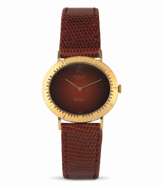 ROLEX : Cellini Cellissima ref 4083 in oro giallo 18k, quadrante bordeaux Vignette, carica manuale  - Asta Orologi da Polso - Associazione Nazionale - Case d'Asta italiane