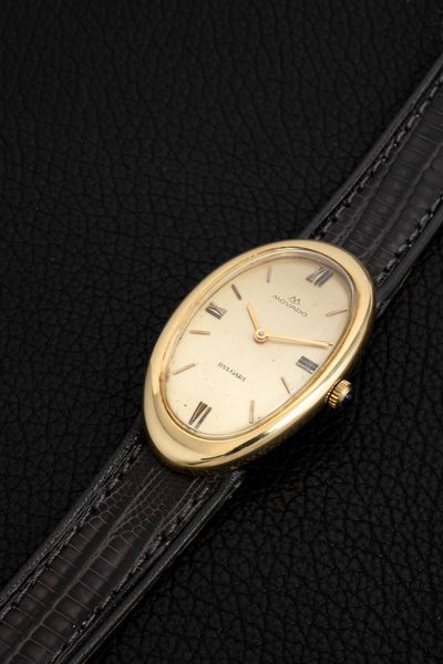 MOVADO : Ovale Allong�e in oro giallo 18k con personalizzazione di Bvlgari sul quadrante  - Asta Orologi da Polso - Associazione Nazionale - Case d'Asta italiane