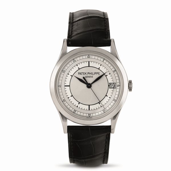 PATEK PHILIPPE : Elegante Calatrava, ref 5296G-001, quadrante Argent� bitonale settori, in oro bianco 18k accompagnato da garanzia originale  - Asta Orologi da Polso - Associazione Nazionale - Case d'Asta italiane