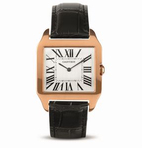 CARTIER - Santos Dumont ref 2650 in oro rosa 18k piatto quadrante Argent� numeri Romani