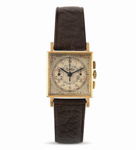 Breitling - Cronografo Carr� tasti quadri in oro giallo 18k, due contatori quadrante Argent� bitonale