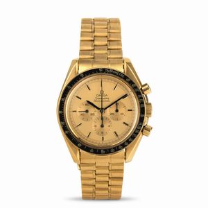 OMEGA - Raro Speedmaster Apollo XI 345.0802 edizione limitata a 300 esemplari in oro giallo 18k realizzato per commemorare il 10� anniversario dello sbarco sulla Luna