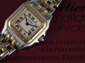 CARTIER : Panthere Lady acciaio e oro due fili, movimento al quarzo, quadrante Argent�  - Asta Orologi da Polso - Associazione Nazionale - Case d'Asta italiane