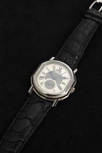 DANIEL ROTH : Datomax in oro bianco 18k con grande finestra del datario ad ore 12, piccoli secondi, quadrante guilloch� con numeri Romani  - Asta Orologi da Polso - Associazione Nazionale - Case d'Asta italiane
