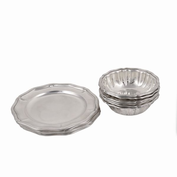 SEI COPPETTE LAVADITA CON PIATTINI  - Asta GIOIELLI, OROLOGI E ARGENTI - Associazione Nazionale - Case d'Asta italiane