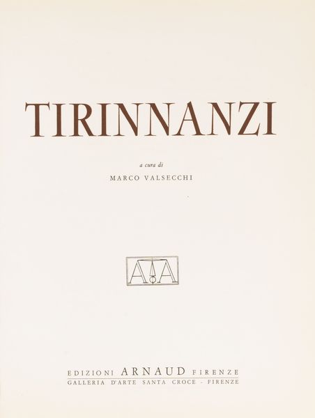 MARCO VALSECCHI : Tirinnanzi  - Asta Libri, Autografi e Stampe - Associazione Nazionale - Case d'Asta italiane