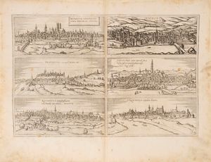 Braun, Georg - Hogenberg, Frans - Monacum, nominatissima Bavariae, Civitas - Oenipons (Jnspuck)– Frisingensis. Episcopalis civitatis icon– Nordlinga. Civitas imperialis sita in Rhetia inferiori transdanubiana, vulgo, Riess dicta – Ratispona antiquissima Bavariae urbs Danubij ripis adiacet - Straubinga oppidum Bavariae.