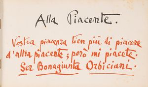 Gabriele D'Annunzio : Alla piacente. Carmen Votivum.  - Asta Libri, Autografi e Stampe - Associazione Nazionale - Case d'Asta italiane