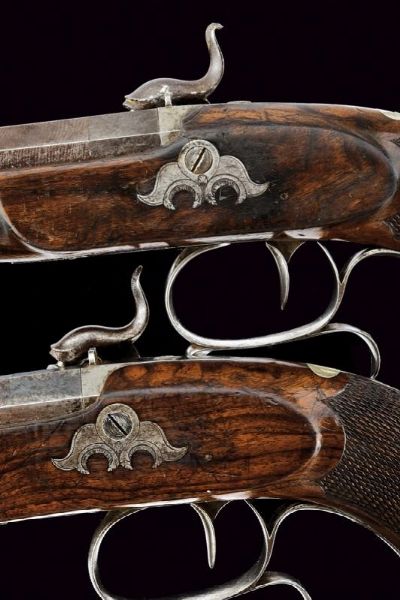 Paio di pistole a luminello di Agostino Maspero  - Asta Una Vasta Selezione di Armi da Fuoco Americane - Associazione Nazionale - Case d'Asta italiane