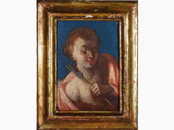 Scuola francese del XVIII secolo : Cupido  - Asta Arredi e dipinti antichi da una villa a Viareggio -II - Associazione Nazionale - Case d'Asta italiane
